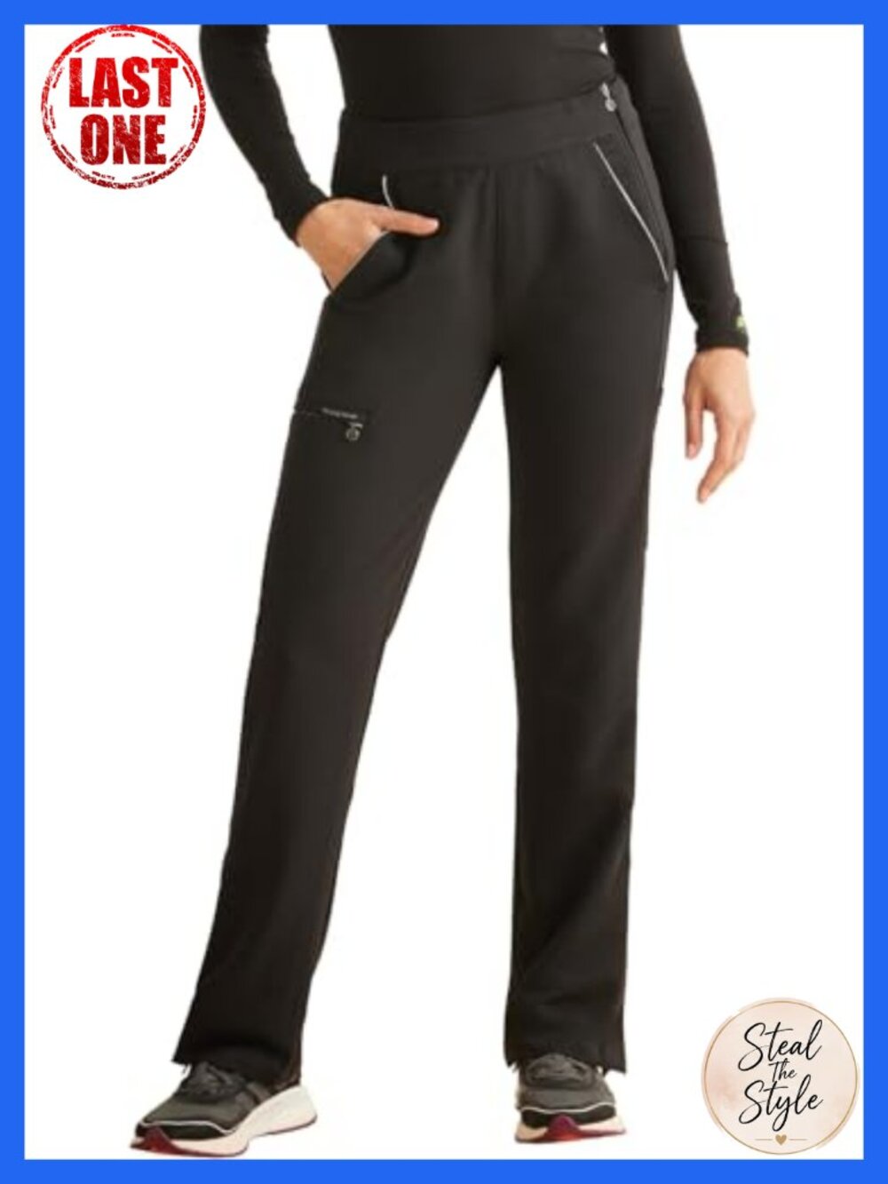 Women's Scrub Pant Mid Rise 6 Pockets Moisture Wicking 360 Stretch Straight Leg